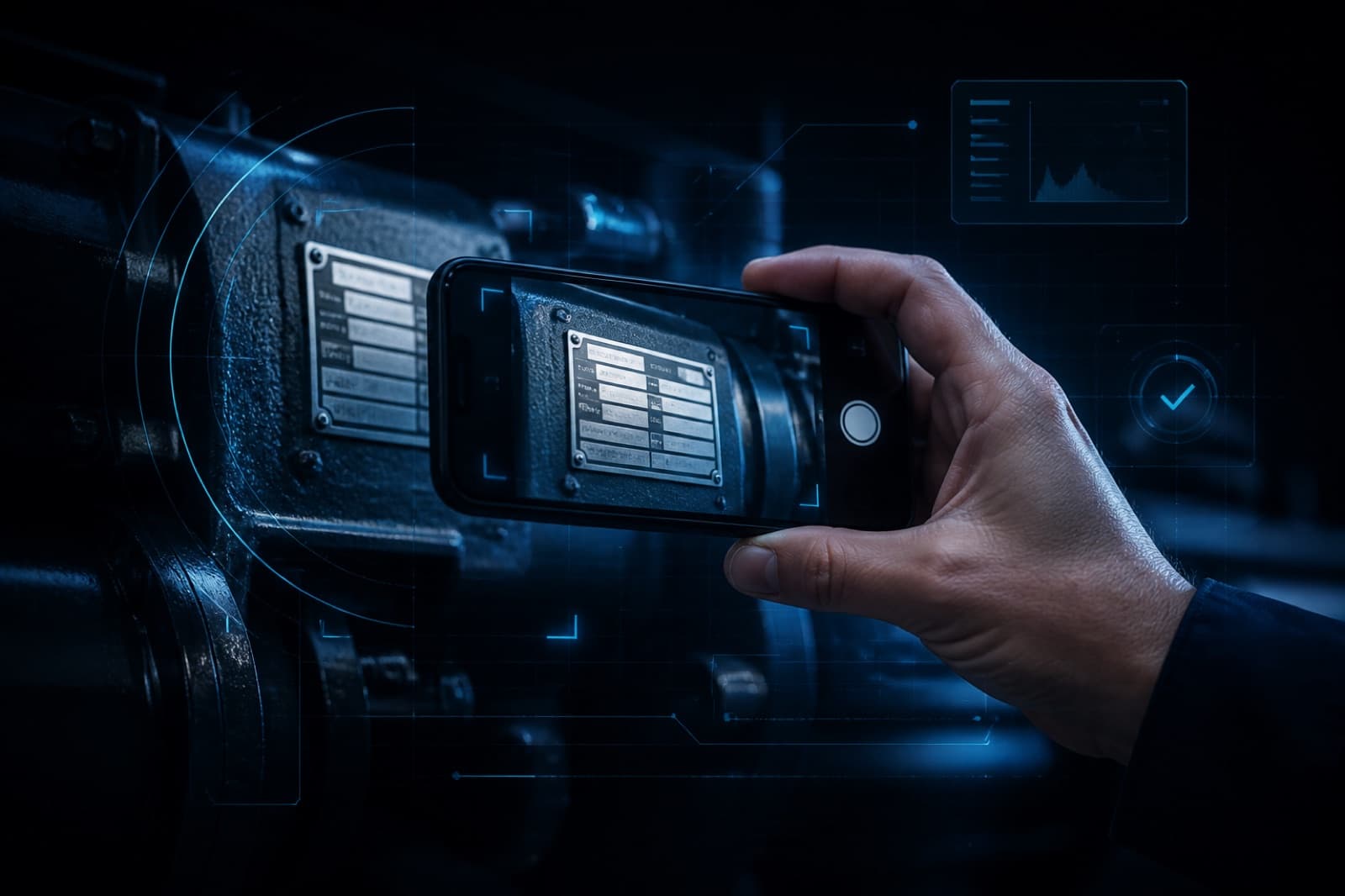 Capturing an equipment nameplate with a smartphone for auditable evidence